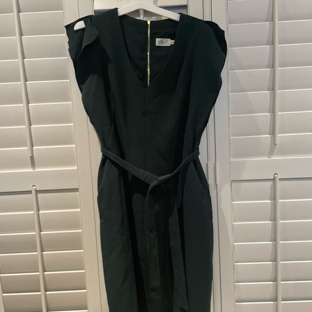 Forest green, flutter sleeve dress